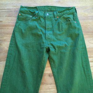 Levi's 501 Mens Button Fly Green Straight Leg Jeans Tag 34 x 34 Actual 32 x 31.5